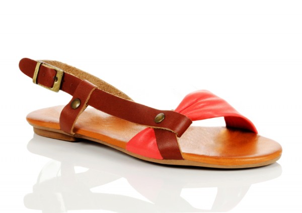 Sommer-Sandale Leder Rot-Braun